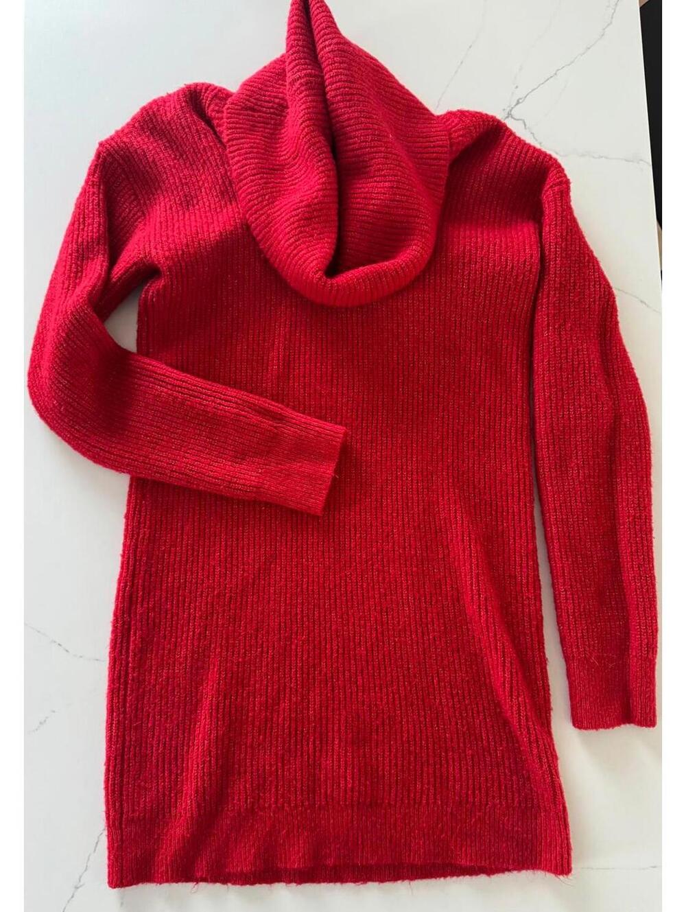 Free Press Red Knit Turtleneck Sweater Dress Size Small
